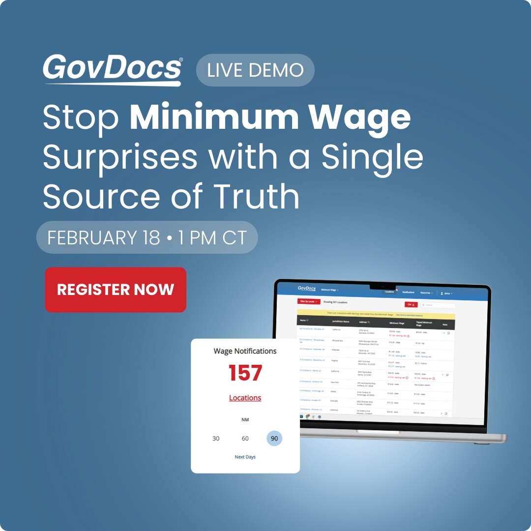 GovDocs to Host Live Minimum Wage Demo for Compensation & HR Teams Managing Multi-Location Workforces